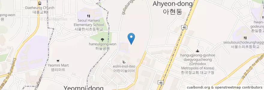 Mapa de ubicacion de 아현동 en Südkorea, Seoul, 마포구, 아현동.