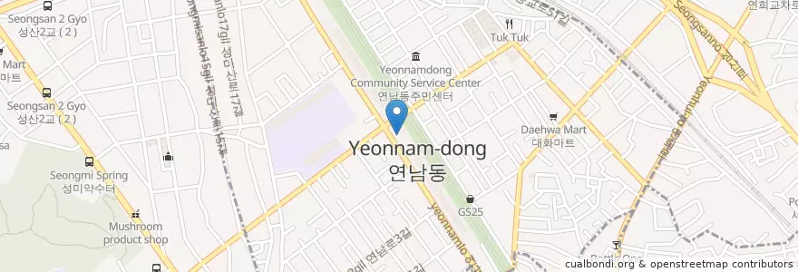 Mapa de ubicacion de 연남동 en 대한민국, 서울, 마포구, 연남동.