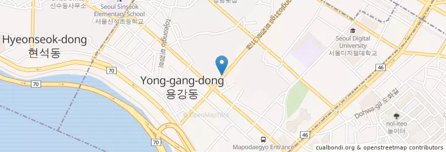 Mapa de ubicacion de 용강동 en 韩国/南韓, 首尔, 麻浦區, 용강동.