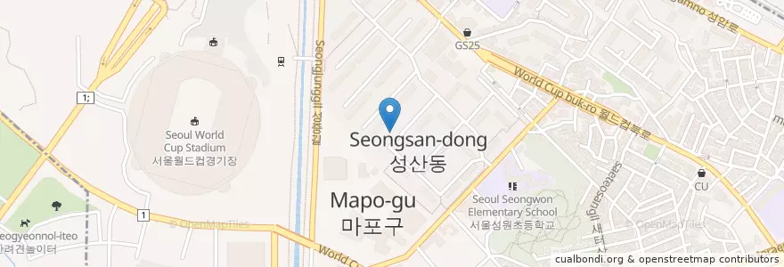 Mapa de ubicacion de 성산2동 en Республика Корея, Сеул, 마포구, 성산2동.