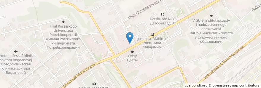 Mapa de ubicacion de Гиннесс бар en Russie, District Fédéral Central, Oblast De Vladimir, Городской Округ Владимир.