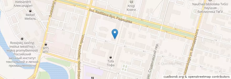 Mapa de ubicacion de Шоколадница en Rusia, Distrito Federal Central, Óblast De Tver, Городской Округ Тверь, Калининский Район.