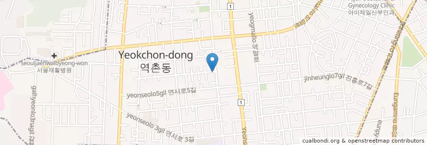 Mapa de ubicacion de 역촌동 en Республика Корея, Сеул, 은평구, 역촌동.