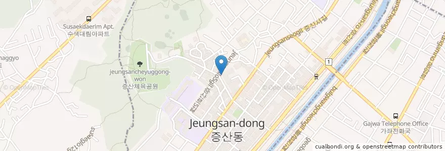 Mapa de ubicacion de 증산동 en Korea Selatan, 서울, 은평구, 증산동.