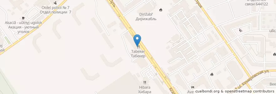 Mapa de ubicacion de Табекер en Rússia, Distrito Federal Siberiano, Омская Область, Омский Район, Городской Округ Омск.