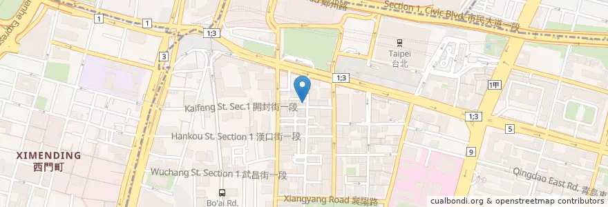 Mapa de ubicacion de 星巴克 en Тайвань, Новый Тайбэй, Тайбэй, 中正區.