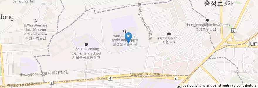 Mapa de ubicacion de 북아현동 en Corée Du Sud, Séoul, 서대문구, 북아현동.