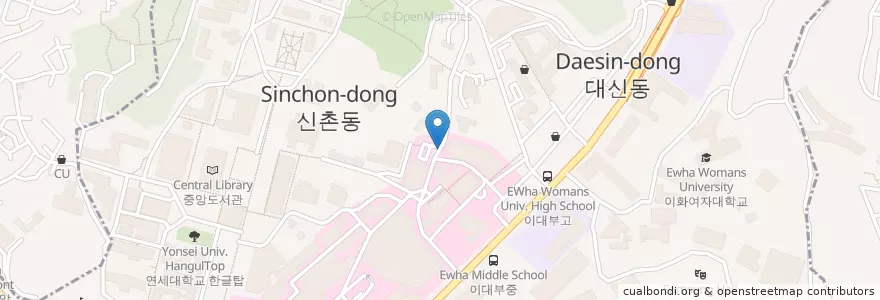 Mapa de ubicacion de 신촌동 en Corea Del Sur, Seúl, 서대문구, 신촌동.