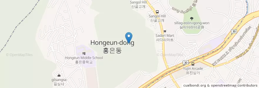 Mapa de ubicacion de 홍은동 en Korea Selatan, 서울, 서대문구, 홍은동.