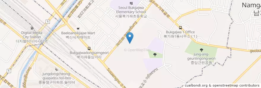 Mapa de ubicacion de 북가좌1동 en 大韓民国, ソウル, 麻浦区, 西大門区, 북가좌1동, 북가좌동.