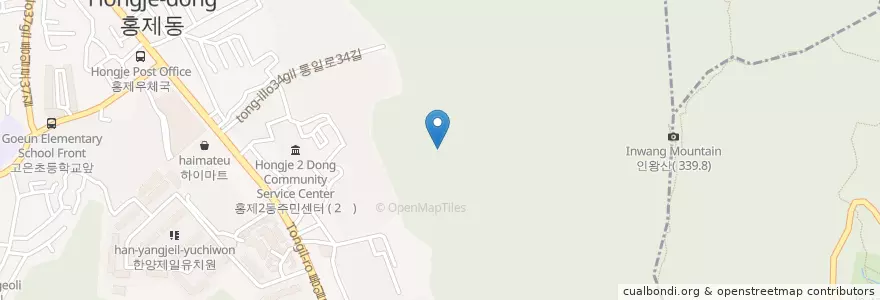 Mapa de ubicacion de 홍제2동 en 大韓民国, ソウル, 西大門区, 홍제2동.