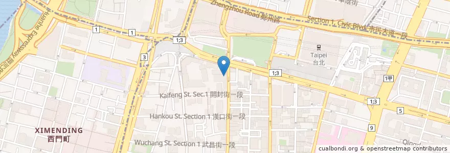 Mapa de ubicacion de 日盛國際商業銀行 en تايوان, تايبيه الجديدة, تايبيه, 中正區.