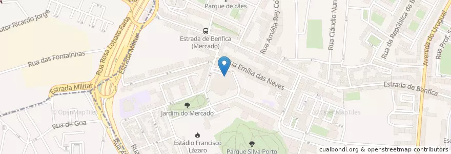 Mapa de ubicacion de Churrasqueira do Mercado en Portugal, Área Metropolitana De Lisboa, Lisboa, Grande Lisboa, Amadora, Benfica.