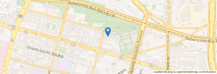 Mapa de ubicacion de 一方醇森高砂咖啡華山店 en 臺灣, 新北市, 臺北市, 中正區.