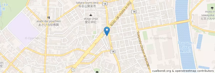 Mapa de ubicacion de タイムズ en 일본, 가나가와현, 요코하마시, 鶴見区.