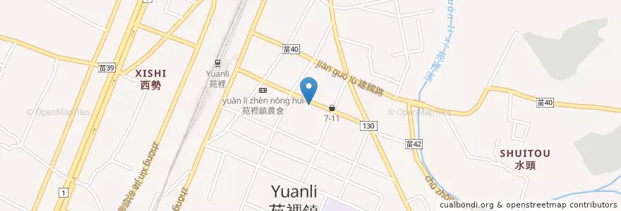 Mapa de ubicacion de 彰化銀行 en Taiwan, Provincia Di Taiwan, Contea Di Miaoli, Yuanli.