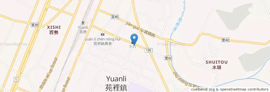 Mapa de ubicacion de 渣打銀行 en 台湾, 台湾省, 苗栗県, 苑裡鎮.