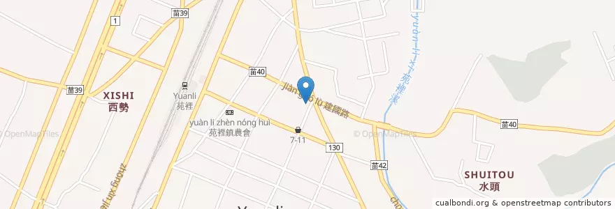 Mapa de ubicacion de 臺中銀行 en Taiwan, Provincia Di Taiwan, Contea Di Miaoli, Yuanli.