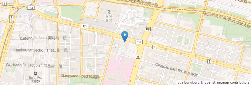Mapa de ubicacion de 西雅圖極品咖啡 en 臺灣, 新北市, 臺北市, 中正區.