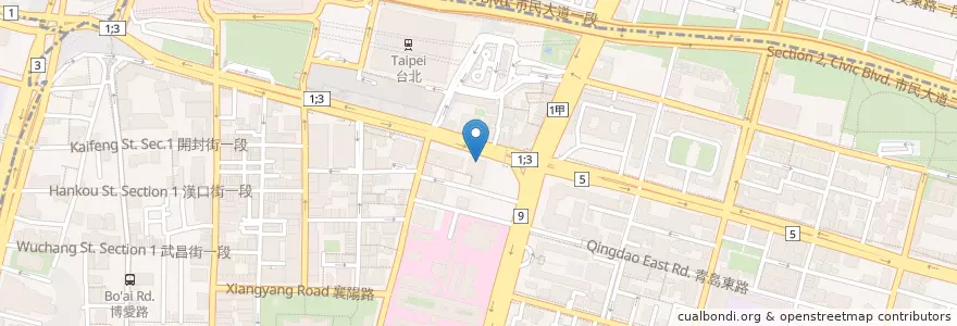 Mapa de ubicacion de 中國信託商業銀行 en 臺灣, 新北市, 臺北市, 中正區.