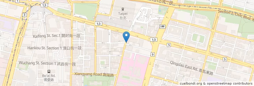 Mapa de ubicacion de 台北諾貝爾眼科診所 en Taiwan, Nuova Taipei, Taipei, 中正區.