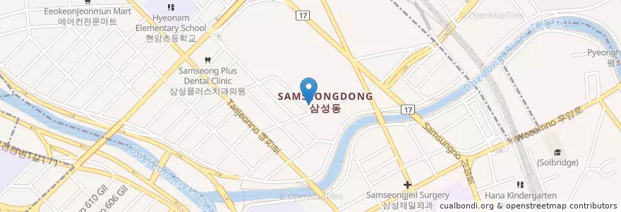 Mapa de ubicacion de 삼성동 en Korea Selatan, Daejeon, 동구, 삼성동.