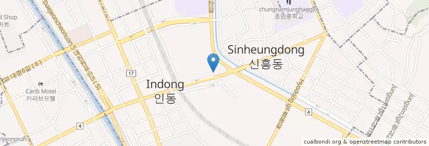 Mapa de ubicacion de 신인동 en Corea Del Sur, Daejeon, 동구, 신인동.