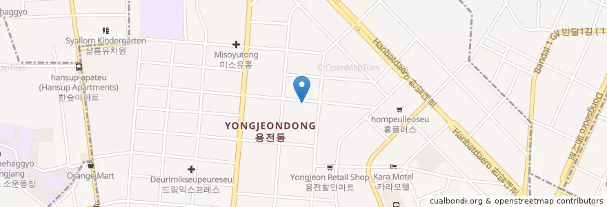 Mapa de ubicacion de 용전동 en Güney Kore, 대전, 동구, 용전동.