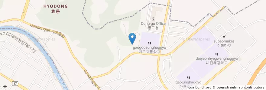 Mapa de ubicacion de 효동 en 대한민국, 대전, 동구, 효동.