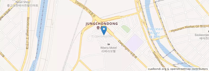 Mapa de ubicacion de 중촌동 en Республика Корея, Тэджон, 중구, 중촌동.