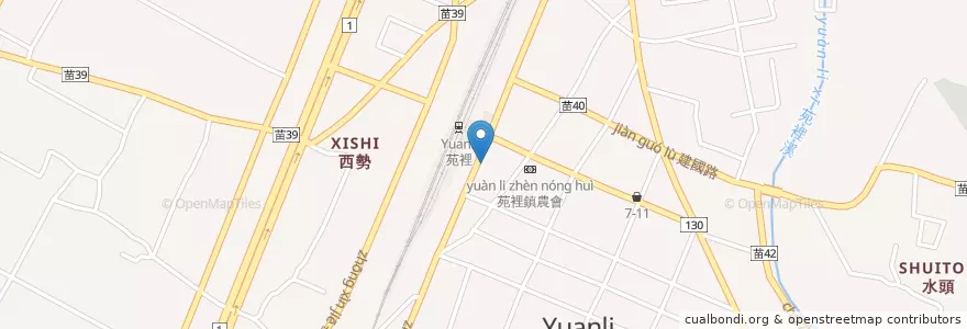 Mapa de ubicacion de 苗栗客運苑裡站 en Taiwán, Provincia De Taiwán, 苗栗縣, 苑裡鎮.