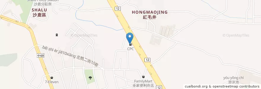 Mapa de ubicacion de CPC en 台湾, 台中市, 沙鹿区.