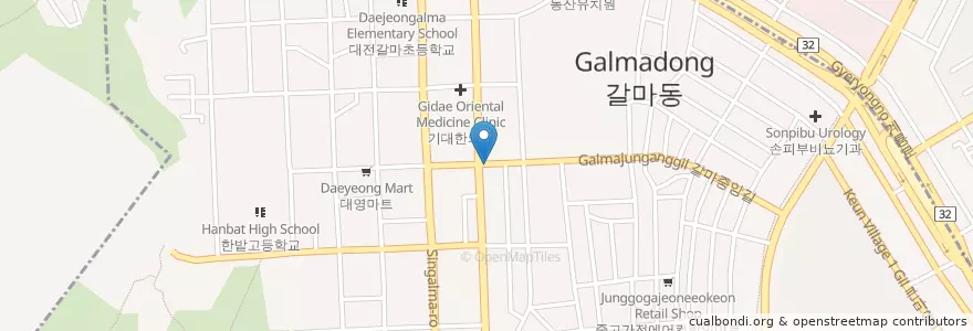 Mapa de ubicacion de 갈마동 en كوريا الجنوبية, دايجيون, 서구, 갈마동.