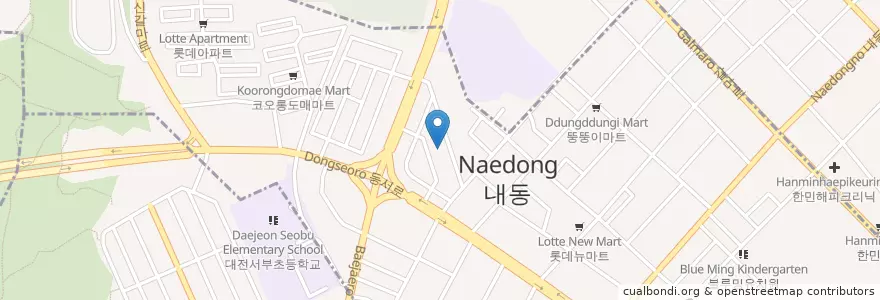 Mapa de ubicacion de 내동 en Zuid-Korea, Daejeon, 서구, 내동.