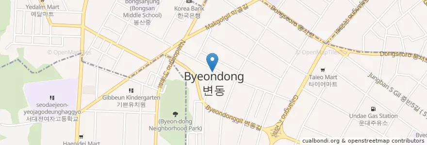 Mapa de ubicacion de 변동 en 대한민국, 대전, 서구, 변동.