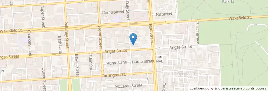 Mapa de ubicacion de Lunch on Angas en オーストラリア, 南オーストラリア, Adelaide, Adelaide City Council.