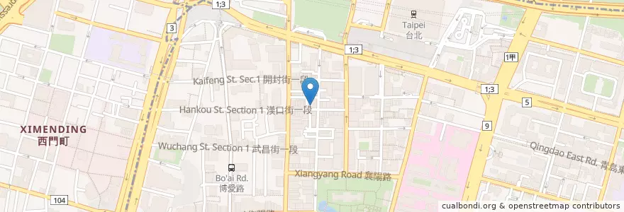 Mapa de ubicacion de CoCo壱番屋-漢口店 en 臺灣, 新北市, 臺北市, 中正區.
