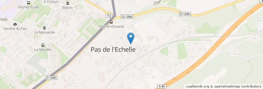 Mapa de ubicacion de Pas-de-l'Échelle en فرنسا, فرنسا متروبوليتان, أوفرن-رون ألب, Haute-Savoie, Saint-Julien-En-Genevois, Étrembières.