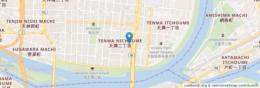 Mapa de ubicacion de 宮歯科 en 日本, 大阪府, 大阪市, 中央区, 北区.