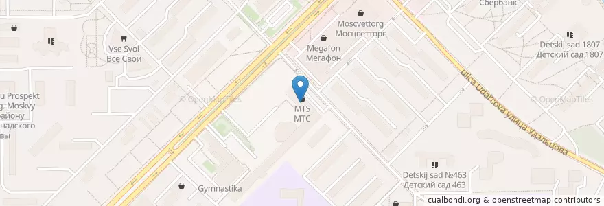 Mapa de ubicacion de Сбербанк en Rússia, Distrito Federal Central, Москва, Западный Административный Округ, Район Проспект Вернадского.