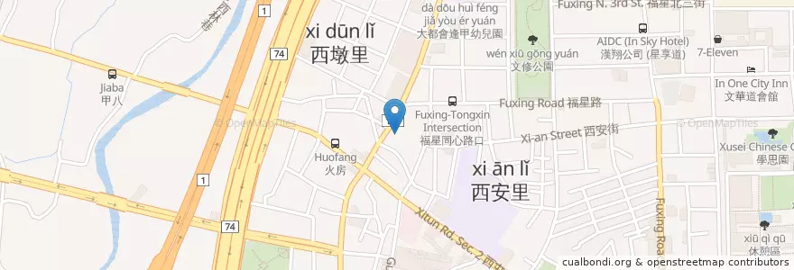Mapa de ubicacion de 大同中醫聯合診所 en تایوان, تایچونگ, 西屯區.