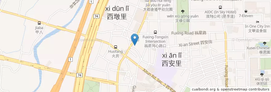 Mapa de ubicacion de 基督教門諾會西屯教會 en Taiwan, Taichung, Xitun District.