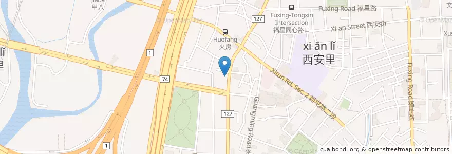 Mapa de ubicacion de 志光數位學院 en Taiwan, 臺中市, 西屯區.
