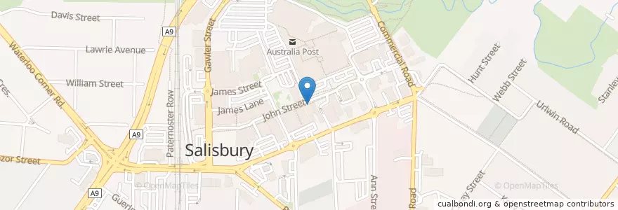 Mapa de ubicacion de ANZ en オーストラリア, 南オーストラリア, Adelaide, City Of Salisbury.