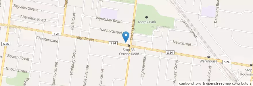 Mapa de ubicacion de Armadale Pizza & Fish & Chips en Australië, Victoria, City Of Stonnington.