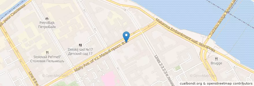 Mapa de ubicacion de Детский сад №74 en Russie, District Fédéral Du Nord-Ouest, Oblast De Léningrad, Saint-Pétersbourg, Василеостровский Район.
