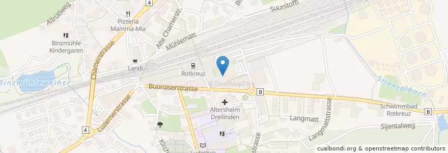 Mapa de ubicacion de Rathaus Risch-Rotkreuz en Switzerland, Zug, Risch-Rotkreuz.
