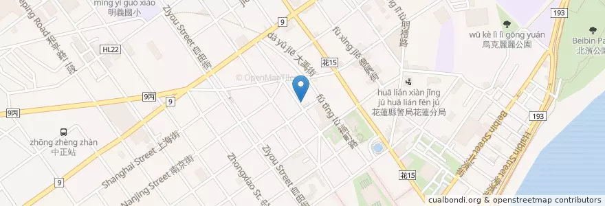 Mapa de ubicacion de 阿斯瑪停車場 en تايوان, مقاطعة تايوان, هوالين, 花蓮市.