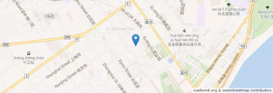 Mapa de ubicacion de ㄚ媽呷飯ㄚ公夯肉 en Taiwán, Provincia De Taiwán, Condado De Hualien, 花蓮市.