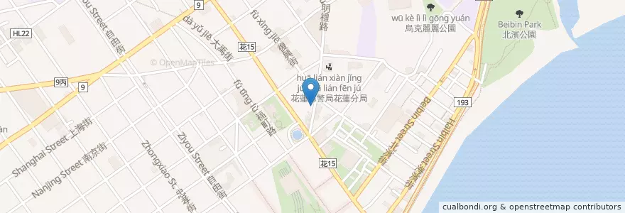 Mapa de ubicacion de oops咖啡館 en Taiwán, Provincia De Taiwán, Condado De Hualien, 花蓮市.